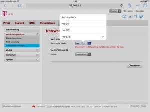 Netzwahl Speedbox LTE III
