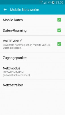 VoLTE am Samsung Galaxy S5. Screenshot: telefon-treff.de