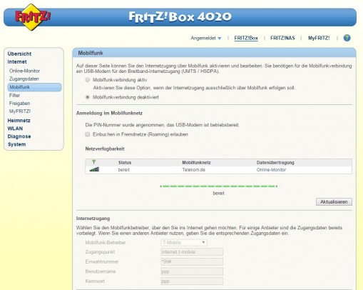 Mobilfunk an der Fritzbox 4020