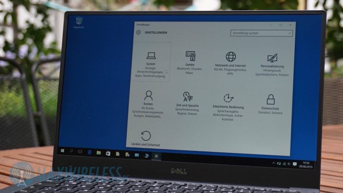 Das neue Einstellungs-Menü von Windows 10 auf dem Dell XPS 13.