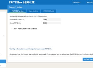 AVM FRITZ!Box 6890 LTE: Firmware Update verfügbar und Hybrid-Funktion angekündigt AVM FRITZ!Box 6890 LTE Firmware Update auf 06.85. Screenshot: maxwireless.de