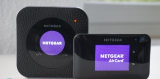 Vergleich: Netgear AC810 und Nighthawk M1 Links: Netgear Nighthawk M1 MR1100. Rechts: Netgear AirCard 810.