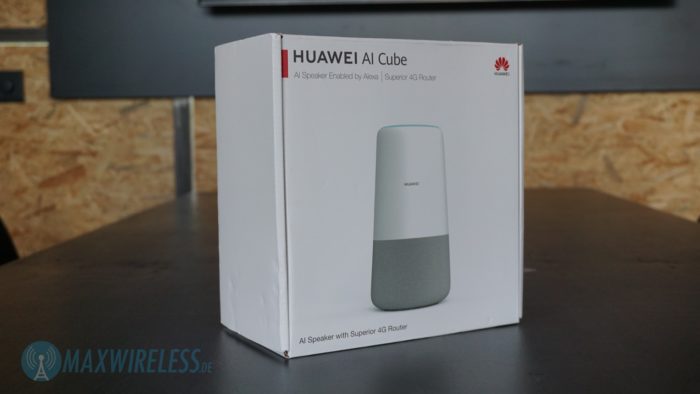 Die Verpackung des Huawei B900 AI Cube Router. Bild: maxwireless.de.