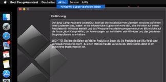 Windows auf dem MacBook mit NVMe SSD installieren Installation der Windows Supportdaten via Bootcamp.