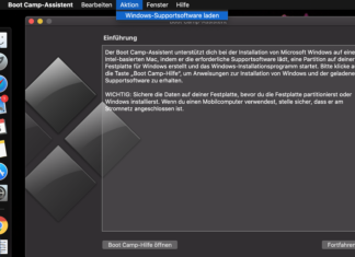 Windows auf dem MacBook mit NVMe SSD installieren Installation der Windows Supportdaten via Bootcamp.